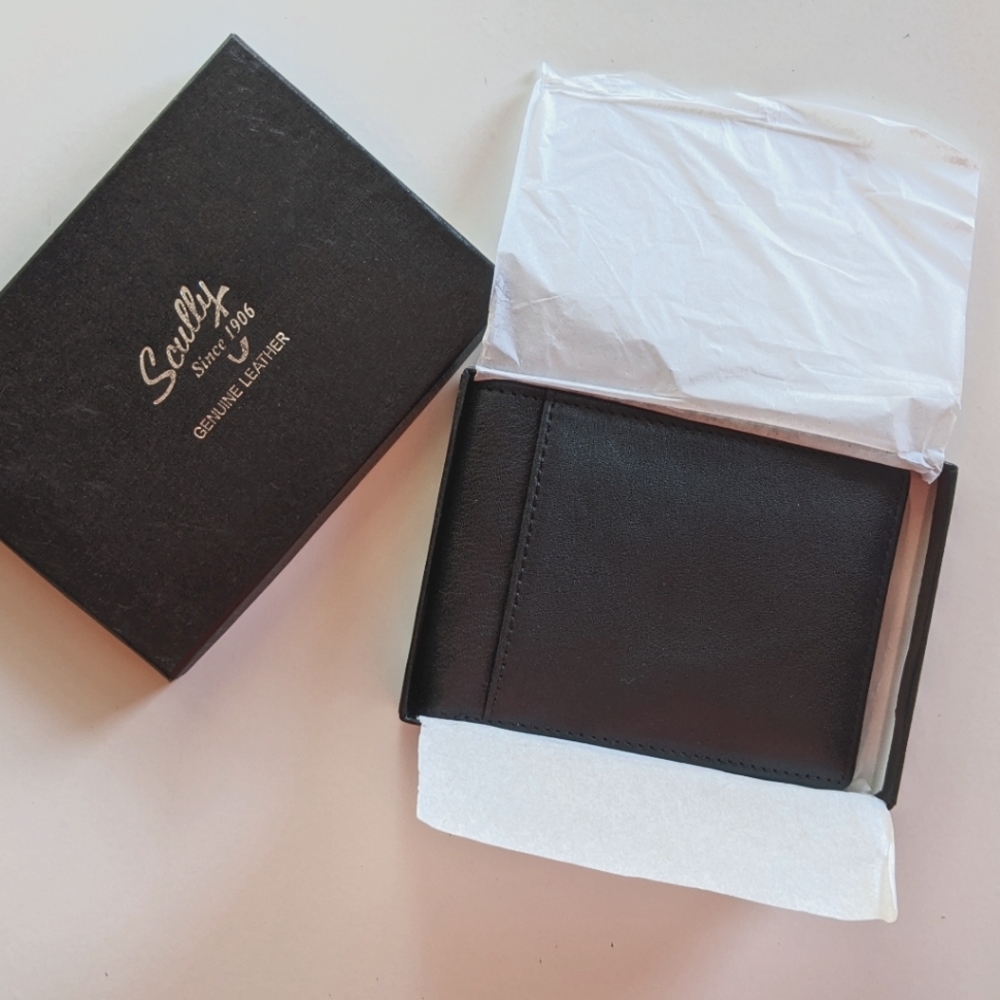 New Black Scully Genuine Leather Bifold Wallet